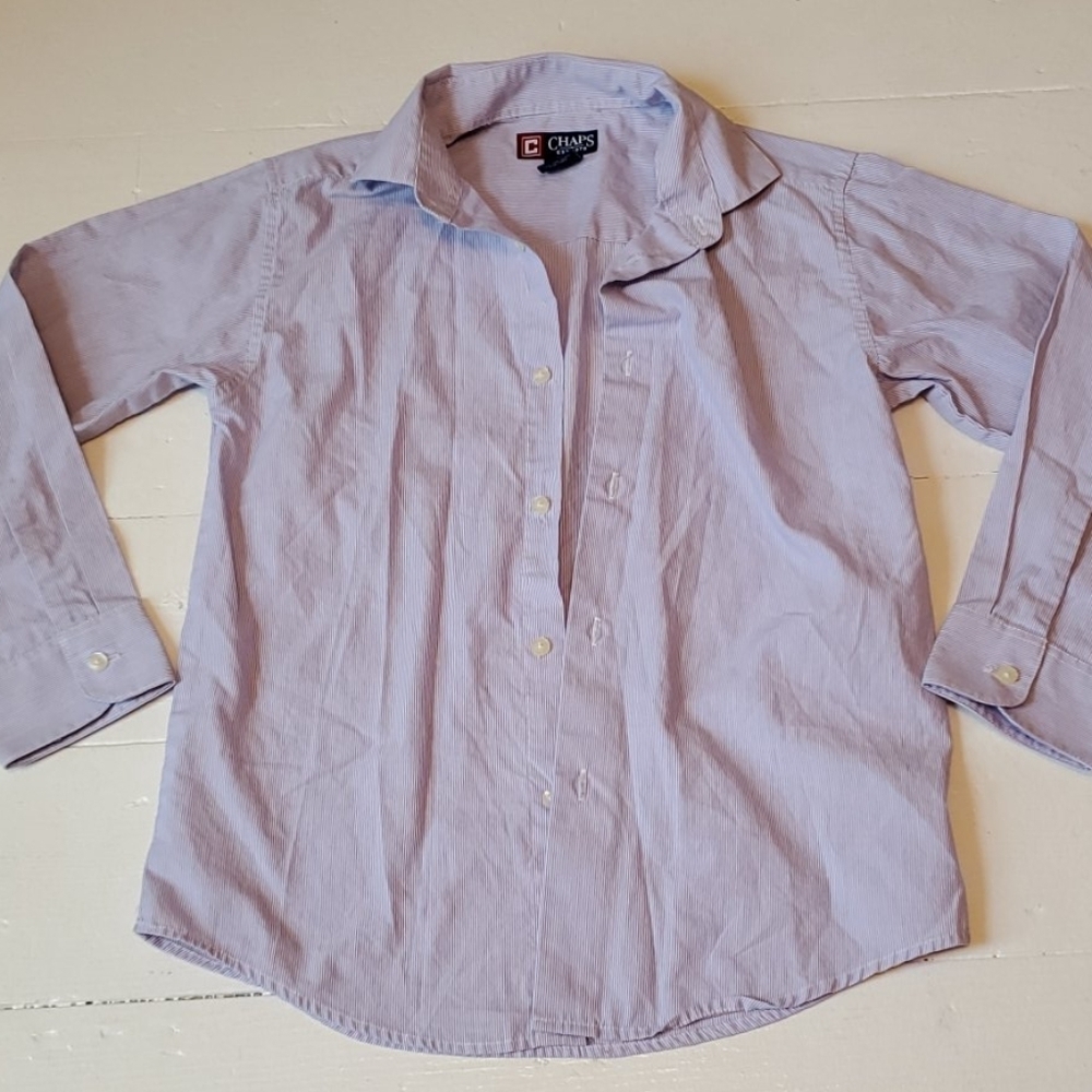 Chaps Boys Purple Striped Button Front Shirt, Size 8